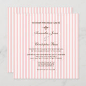 プレーンピンクのストライプ結婚式招待状 招待状 (正面/裏面)