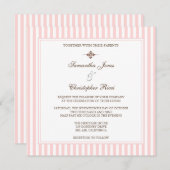 プレーンピンクのストライプ結婚式招待状 招待状 (正面/裏面)