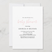 プレーンピンクベビーシャワー招待状 招待状 (正面)