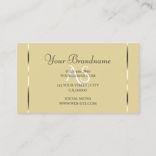 プレーンブラックとベージュのシメリーダイアモンモノグラム 名刺 (裏面)