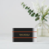 プレーンブラックグレーオレンジ金ゴールド名刺 名刺 (スタンド正面)