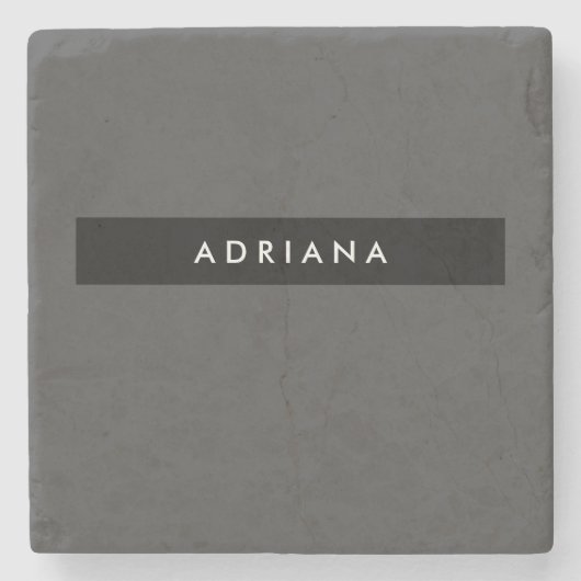 プレーンブラックグレープロフェッショナルミニマリスト名 ストーンコースター (正面)