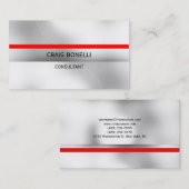 プレーンブラックグレーレッドホワイトストライプ名刺 名刺 (正面/裏面)