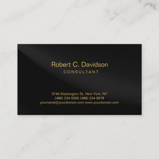 プレーンブラックグレー金ゴールドトーンモダン名刺 名刺 (正面)