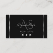 プレーンブラックシルバーデコースパークルダイヤモンドイニシャル 名刺 (正面)