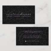 プレーンブラックフローラダマスクデザイン 名刺 (正面/裏面)