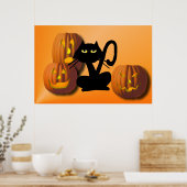 プレーンブラック子猫ハロウィーンポスター ポスター (キッチン)