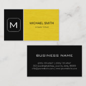 プレーンブラック&イエロープロフェッショナル モダン 名刺 (正面/裏面)