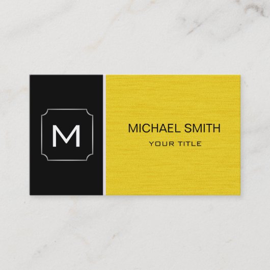 プレーンブラック&イエロープロフェッショナル モダン 名刺 (正面)
