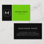 プレーンブラック&グリーンプロフェッショナル モダン 名刺 (正面/裏面)