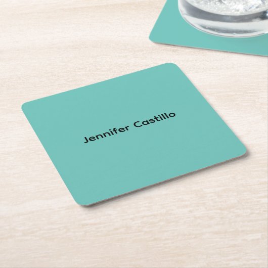 プレーンブルーブラックミニマルモダンリスト スクエアペーパーコースター (アングル)