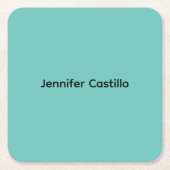 プレーンブルーブラックミニマルモダンリスト スクエアペーパーコースター (正面)