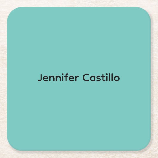 プレーンブルーブラックミニマルモダンリスト スクエアペーパーコースター (正面)