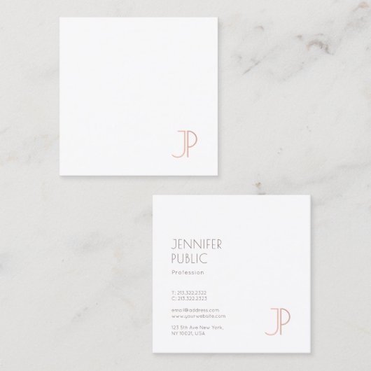 プレーンプロフェッショナルエレガントモダンデザインモノグラム スクエア名刺 (正面/裏面)