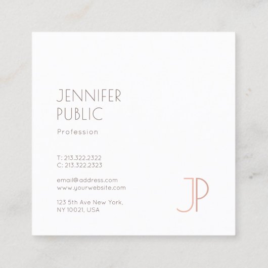 プレーンプロフェッショナルエレガントモダンデザインモノグラム スクエア名刺 (裏面)