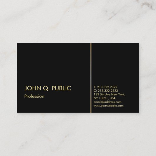 プレーンプロフェッショナルエレガント白黒金ゴールド 名刺 (裏面)