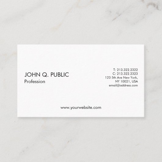 プレーンプロフェッショナルミニマルホワイトシンプル 名刺 (正面)