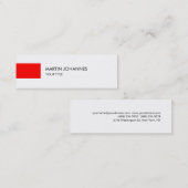 プレーンプロフェッショナルレッドホワイトスリムビジネスカード スキニー名刺 (正面/裏面)