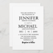 プレーンホワイトクラシック結婚式招待状 招待状 (正面/裏面)