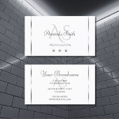 プレーンホワイトシルバーデコースパークルダイヤモンドイニシャル 名刺