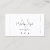 プレーンホワイトシルバーデコースパークルダイヤモンドイニシャル 名刺 (正面)