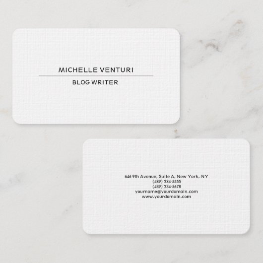 プレーンホワイトシンプルプロフェッショナルブログライターくもの巣 名刺 (正面/裏面)