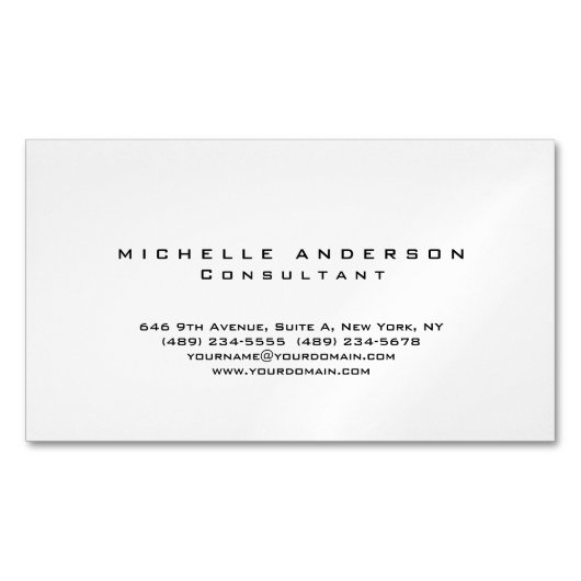 プレーンホワイトシンプルプロフェッショナルミニマリスト マグネット名刺 (正面)