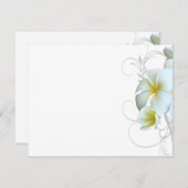 プレーンホワイトプルメリアフローリッシュ招待状紙 招待状 (正面/裏面)