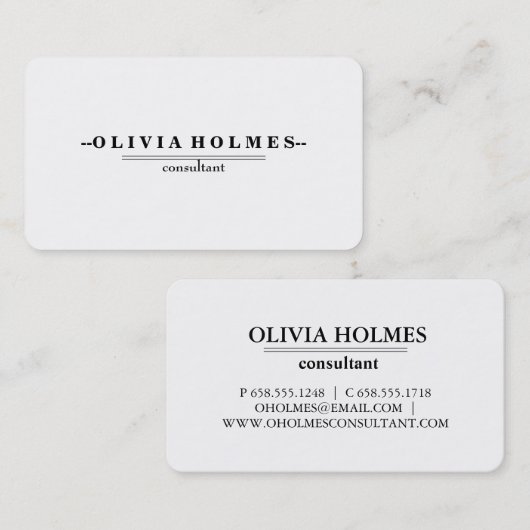 プレーンホワイトプロフェッショナルモダンエレガント 名刺 (正面/裏面)