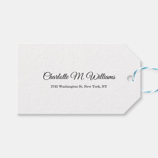 プレーンホワイトミニマルプロフェッショナル モダン ギフトタグ (正面(横))