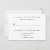 プレーンホワイトメニューRSVPカードゲスト数の返信 招待状 (正面)