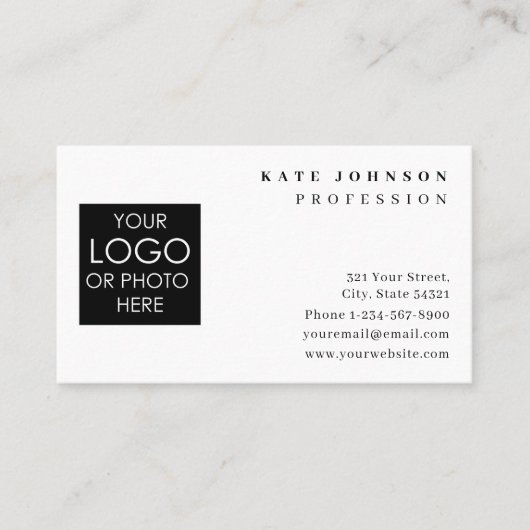 プレーンホワイト汎用カスタムロゴ写真テンプレート 名刺 (正面)