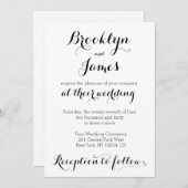 プレーンホワイト結婚式招待状の花嫁と花婿 招待状 (正面/裏面)