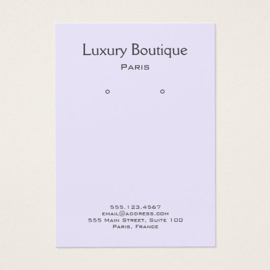 プレーンミニマル薄紫淡い色のジュエリーイヤリングディスプレイ (正面)