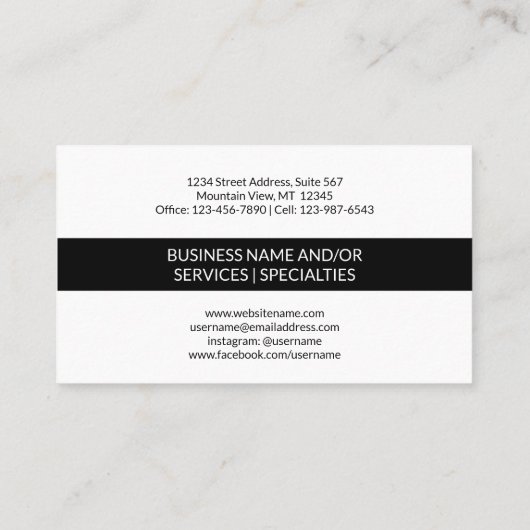 プレーンミニモダンマリスト白黒ストライプエレガント 名刺 (裏面)