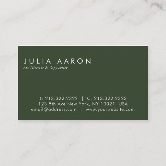 プレーンモダンエレガントプロフェッショナルエメラルドグリーン 名刺 (裏面)