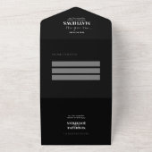 プレーンモダンエレガント白黒ウェーはっきりしたディングRSVP オールインワン招待状 (外側)