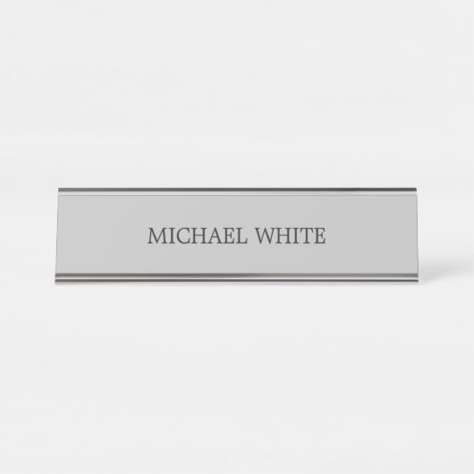 プレーンモダングレーのミニマル主義者 デスクネームプレート (正面)