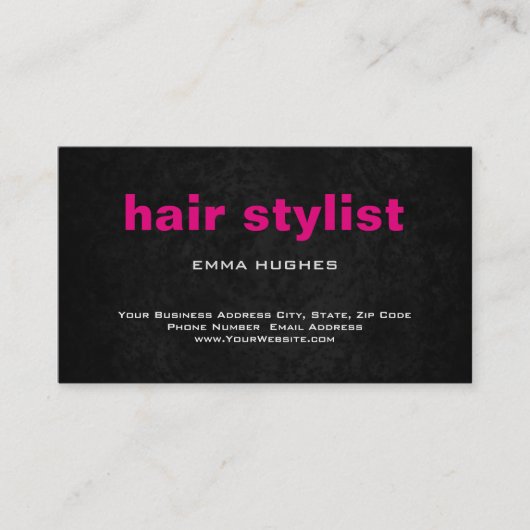 プレーンモダンシンプルグレーピンク美容師 名刺 (正面)