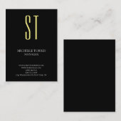 プレーンモダンシンプルプロフェッショナルモノグラムリネン 名刺 (正面/裏面)