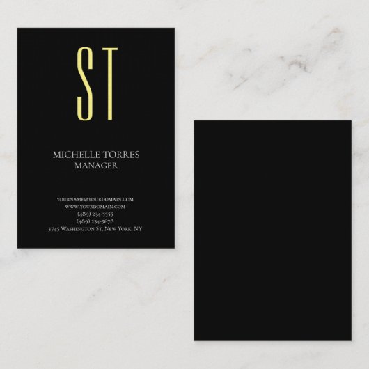 プレーンモダンシンプルプロフェッショナルモノグラムリネン 名刺 (正面/裏面)