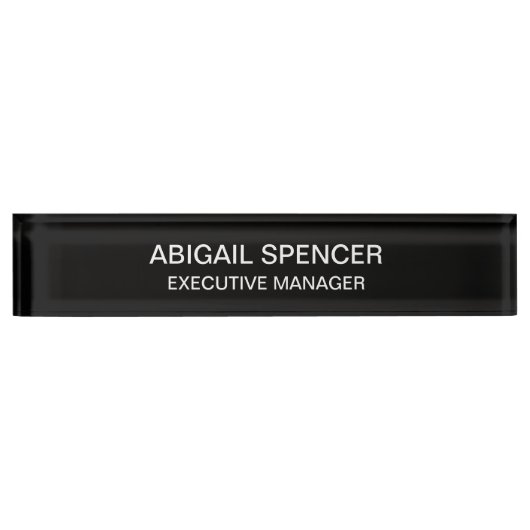 プレーンモダンシンプル白黒プロフェッショナル デスクネームプレート (正面)
