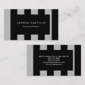 プレーンモダンブラックグレーストライプのプロフェッショナル 名刺 (正面/裏面)