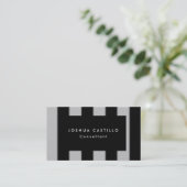 プレーンモダンブラックグレーストライプのプロフェッショナル 名刺 (スタンド正面)