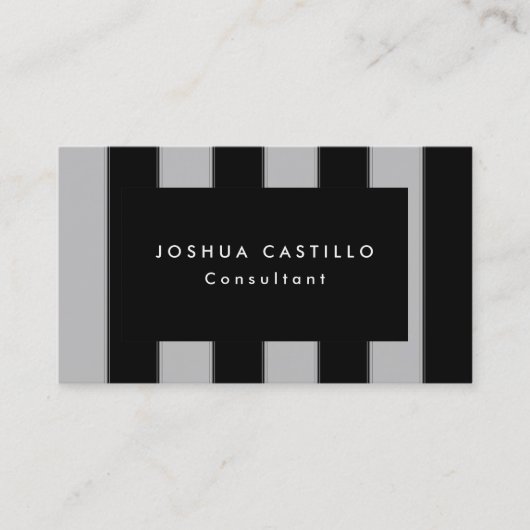 プレーンモダンブラックグレーストライプのプロフェッショナル 名刺 (正面)