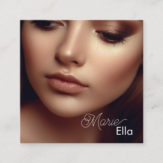 プレーンモダンブラックコンプカード写真テンプレートクラス スクエア名刺 (正面)