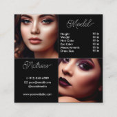 プレーンモダンブラックコンプカード写真テンプレートクラス スクエア名刺 (裏面)