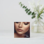 プレーンモダンブラックコンプカード写真テンプレートクラス スクエア名刺 (スタンド正面)