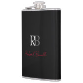 プレーンモダンブラック赤のモノグラムのイニシャル名 フラスク (左)