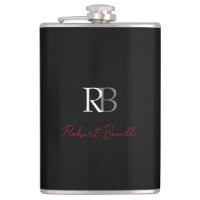 プレーンモダンブラック赤のモノグラムのイニシャル名